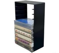 Hosrivae Caja de almacenamiento de cinta de casete retro con cierre magnético, organizador de gran capacidad para 10 cintas, soporte resistente con tapa abatible, música de escritorio resistente