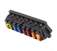 Hosrivae Caja de fusibles de 8 bandas para coches, camiones y barcos de 12 V/24 V - Carcasa ABS con cubierta transparente de 154,75 x 53,4 x 42 mm, incluye 16 fusibles (5A/10A/15A/20A)