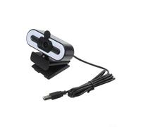 Hosrivae Cámara web 4K con enfoque automático, transmisión USB de 60 fps con luz de relleno integrada con poca luz y reproducción de videoconferencias, cámara para PC, laptop, escritorio, transmisión