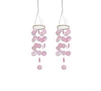 Hosrivae Campanas de viento de concha rosa, decoración de jardín, 73 cm, campanillas de viento colgantes para exteriores con melodías relajantes, decoración bohemia para el hogar, 2 unidades