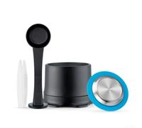 Hosrivae Cápsulas de café reutilizables para máquinas Zenius, de acero recargables, para cápsulas con embudo y cepillo, color azul plateado, capacidad de 3-4 g, alternativa a un solo uso (c)