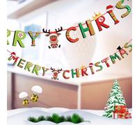 Hosrivae Cartel colgante de Navidad para el hogar, hotel y exhibición, cartón de 2,5 m, diseño de Papá Noel, alce, fiesta, calcetín para decoración de árbol de Navidad (Merry Christmas)