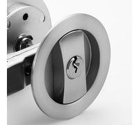 Hosrivae Cerradura invisible de aleación de zinc para puerta corredera para baño, cierre de gancho integrado, indicador redondo de 65 x 65 mm, cerradura para puertas de 35-50 mm de grosor, M (plateado