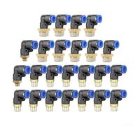 Hosrivae Conector rápido de codo neumático, latón y plástico, rosca en forma de L para herramientas de aire, rango de presión de 0,3 a 0,9 MPa, clasificación de ráfaga de 1,5 MPa (PL12-03)