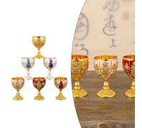 Hosrivae Copa de cobre medieval de 30 ml, accesorios de vidrio estilo metálico, degustación de tragos, cáliz de vino, barra retro, taza de bebida vintage antigua para whisky y licores pequeños (B)