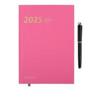 Hosrivae Cuaderno de cuero A5 con juego de bolígrafos, diario de papel crema de alta calidad con proverbios chinos y calendario, elegante cubierta gris/verde/rojo/marrón/rosa para negocios, oficina o