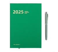 Hosrivae Cuaderno de cuero A5 con juego de bolígrafos, diario de papel crema de alta calidad con proverbios chinos y calendario, elegante cubierta gris/verde/rojo/marrón/rosa para negocios, oficina o