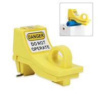 Hosrivae Dispositivo de bloqueo de disyuntor en miniatura para interruptores de un solo polo, bloqueo de seguridad PBT amarillo con pines orientados hacia el exterior, no se deforma y resistente al