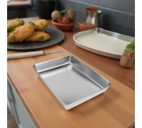 Hosrivae Edges - Bandeja rectangular de acero inoxidable para cenas, para cenas, lavavajillas, espejo seguro, picnic, cocina profunda, acabado resistente (paquete de 40 x 35 pulgadas)