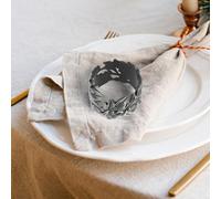 Hosrivae Elegant Decor Bronce - Servilleta versátil de comedor con diseño antiguo de anillos de aleación para mesa en forma de hoja para bodas vacaciones formales (4,4 x 3 cm) (gris)