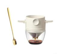 Hosrivae Embudo de filtro de café plegable de acero con cuchara, reutilizable, no necesita papel, cono de goteo, viajes, camping, preparación al aire libre, negro (blanco)