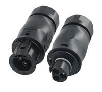 Hosrivae Enchufe IP68 AC de 3 pines, para Betteri BC01 conector macho hembra para inversor solar, adaptador impermeable para cables de 10-13 mm con carcasa ABS, negro