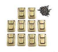 Hosrivae Hebilla de equipaje de metal retro de 25 x 38 mm, cerradura antigua para caja de madera, muebles, paquete de 10, compatible con pecho, baúl de viaje, gabinete (bronce amarillo) (bronce