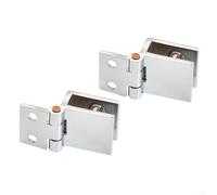 Hosrivae Juego de 2 abrazaderas de bisagra de puerta de vidrio de aleación de zinc para paneles de 5 a 8 mm, 0/90/180 grados, accesorios plateados ajustables para gabinete de baño (0 grados)