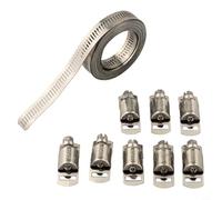Hosrivae Kit de abrazadera de manguera de acero inoxidable con sujetadores, abrazadera de tubo de engranaje sin fin ajustable para aplicaciones marinas automotrices, 2-3,5 m de longitud, 12,6 mm de