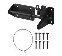 Hosrivae Kit de pestillo de puerta resistente para jardín al aire libre, piscina, valla, pestillo automático de puerta con tirador de cable, acero al carbono, negro