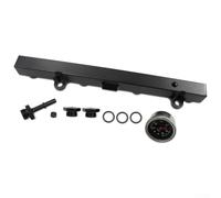 Hosrivae Kit de riel de combustible de alto flujo para motores Honda K20 K24 con calibre NPT de 1/8, tubo de suministro de combustible de aleación de aluminio negro para motor serie K compatible con