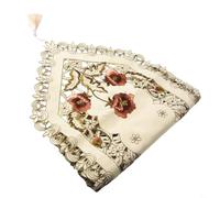 Hosrivae Mantel de encaje bordado para decoración de boda, lino ovalado y decoración de mesa de comedor, color blanco, día de San Valentín, rústico, satén, 40 x 150 cm