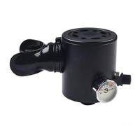 Hosrivae Medidor de presión de acero inoxidable para botella de pony, cilindro de oxígeno, resistente al agua, 80 m, cabezal de válvula de escape e inflado de doble función (negro mate)