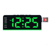 Hosrivae Moderno reloj despertador de proyección LED con luz ambiental multicolor, proyector de techo de pared, brillo ajustable, visualización de fecha y temperatura, alarmas duales para dormitorio