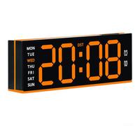 Hosrivae Moderno reloj despertador digital LED con iluminación ambiental, termómetro de calendario, pantalla semanal, brillo de 3 niveles, alimentación USB para decoración de oficina en casa (D)