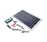 Hosrivae Panel solar monocristalino de 20 W y 6 V con controlador de 10 A, salida dual USB y CC para RV, barco, motocicleta y coche, energía alternativa portátil