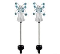 Hosrivae Paquete de 2 luces solares, decoración de jardín LED cambiante, impermeable al aire libre, regalos conmemorativos para césped, camino, camino, auto at (azul)