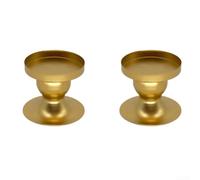 Hosrivae Paquete de 2 portavelas vintage, estilo europeo, candelabros de hierro dorado con patrón geométrico, centro de mesa suave, decoración de boda, fiesta, comedor, 6,5 x 6 x 6 cm (dorado)