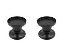 Hosrivae Paquete de 2 portavelas vintage, estilo europeo, candelabros de hierro dorado con patrón geométrico, centro de mesa suave, decoración de boda, fiesta, comedor, 6,5 x 6 x 6 cm, negro