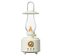Hosrivae Para Retro Kerosene Lamp Shaped Wireless Speaker Blanco Con Luz Dispositivo de sonido portátil para Camping Decoración de escritorio interior (blanco)
