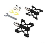 Hosrivae Pedales de bicicleta de liberación rápida, Plataforma antideslizante de aleación de aluminio con rodamiento DU para plegado de carretera MTB, corte CNC ultraligero, negro (negro)