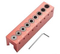 Hosrivae Plantilla de agujero de bolsillo vertical de 4-12 mm para carpintería, guía de taladro de clavija de carpintería, aleación de aluminio, centrado localizador de perforación en madera, rojo