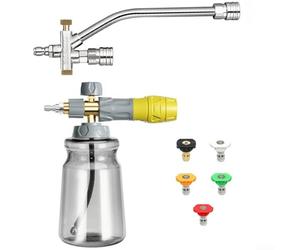 Hosrivae Pulverizador de espuma de nieve de doble propósito con válvula de lanzadera bidireccional, lavadora a presión de espuma de alta presión de 1000 ml, boquilla de coche, camiones, SUV (1 juego)