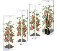 Hosrivae Red de jardín triangular con cremallera, jaula de malla de nailon para pájaros, enrejado de tomate, planta interior y exterior (4 piezas)