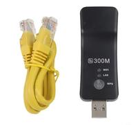 Hosrivae Repetidor inalámbrico USB de 300 Mbps, extensor de señal WiFi de 2.4 GHz con puerto RJ45, puente de red modo AP, configuración de teclas WPS, color negro