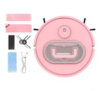 Hosrivae Robot aspirador 3 en 1, 6 cm, delgado, bajo ruido, 45 dB, trapeador para pelo de mascotas, limpieza de mármol de madera para suelos duros, negro (XFX019 rosa 20 cm)