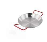 Hosrivae Sartén de acero inoxidable para paellera, 18/20/22/24/26/28 cm, utensilios de cocina redondos de fondo plano para el hogar, restaurante y catering, resistente al óxido (20 cm)