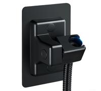 Hosrivae Soporte para cabezal de ducha sin taladro, soporte ajustable giratorio de 360 grados, baño de pared fuerte, brazo de ducha ABS que se adapta a la mayoría de cabezales, plateado (negro)