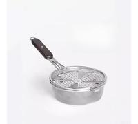 Hosrivae Tostador de granos de café de acero con cuatro para red giratoria de trébol de hojas, mango ergonómico de madera, tamiz de mano calentamiento uniforme, herramienta portátil para asar café en