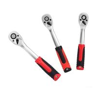 Hosrivae Trinquete rojo de 72 dientes de 1/4 3/8 1/2 pulgadas, herramienta manual reversible de liberación rápida con mango ergonómico y agujero para colgar en el garaje del hogar (3 piezas)