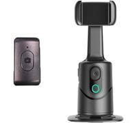 Hosrivae Trípode para teléfono AI con rotación automática de 360°, reconocimiento facial y control de gestos, cardán recargable, transmisión en vivo, videos, color negro