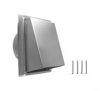 Hosrivae Ventilador extractor cuadrado de acero 304 con malla antipájaros y conducto de pared de anillo de sellado, rejilla silenciosa, secadora de baño, cocina, campana extractora de 100 mm, 125 mm