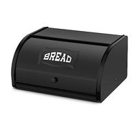 Hossejoy Almacenamiento de pan de metal, panera de encimera, cajas de pan con tapa enrollable, soporte para contenedor de pan, caja de pan para tu encimera de cocina (negro)