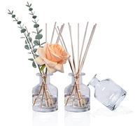 HOSSIAN 150 ml/50 oz, 3pcs Botellas de difusor de Juncos con, Botella vacía de difusor de fragancias con 28 Palillos de Juncos para Accesorios de Fragancia doméstica (Transparente)