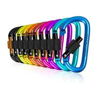 Hossom 10 Piezas 8cm Mosquetón de Cierre de Rosca, Mini Mosquetón de Aluminio en Forma de D, Hebilla Colgante Multiusos para Mochila Senderismo Camping Viaje Pesca Actividad al Aire