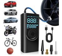 Hossom Compresor Aire Portátil, Inflador Ruedas Coche, 150PSI Mini Compresor de Aire Portatil con Pantalla LCD Digital, Luz LED, Inflador Eléctrico para Coches, Motos, Bicicletas Pelotas