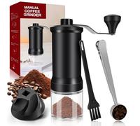 Hossom Molino de Café Manual Externo y Ajustable, Coffee Grinder Manual con Mecanismo de Cerámica de Alta Precisión, Ajuste de 30 Niveles, con Cepillo de Limpieza y Cuchara, pour Over y cafeteras Moka