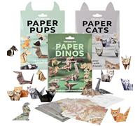 HOSSOM Papel Origami, 150 hojas de Origami infantil, Diy Paper Cats Craft Kit,fun 3d Paper Dog & Cat & Dinosaur Models cara para proyectos de manualidades escolares, niños y adultos