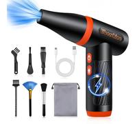 Hossom Soplador de Polvo Eléctrico, Potente 3 Velocidades 130000 RPM, Soplador Aire Comprimido Limpieza PC con Luz Auxiliar LED Light para Ordenadores, Laptop, Teclado, Sofás, Coche