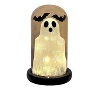 Host In Glass Dome Cloche - Spooky Creative Lamp Decor | Halloween Ghost Decoration | For Indoor Home Room Kitchen Fireplace Mantel Bedroom Table Centerpieces Party Holiday Seasonal Display